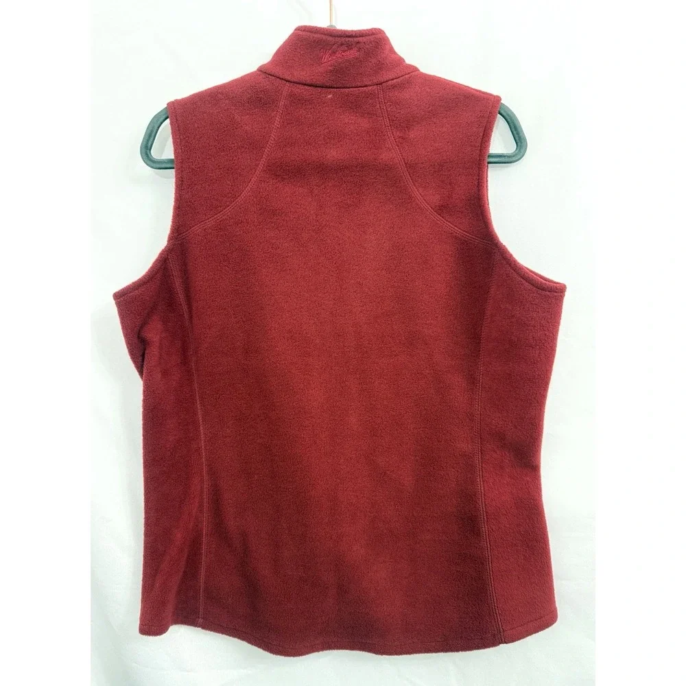 Woolrich Fleece Vest Red Ruby Full Zip Side Pockets‎ Womens Size L